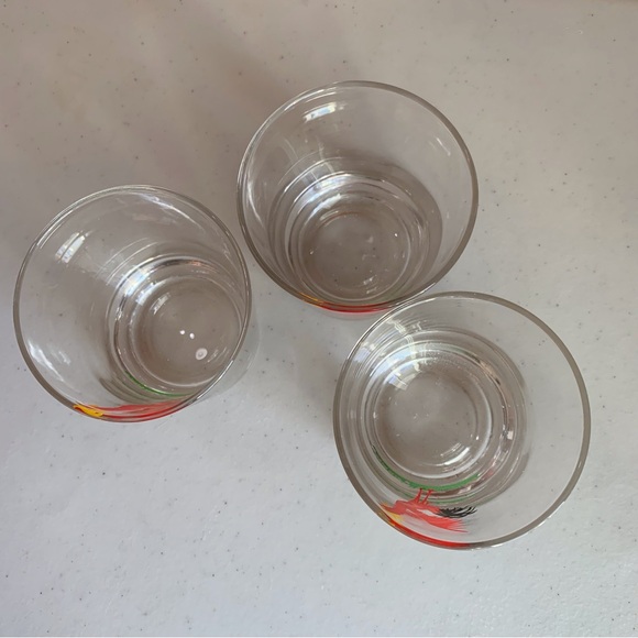 Set of 3 1950’s Federal Glass Red Crowing Rooster Juice Glasses - Picture 3 of 5